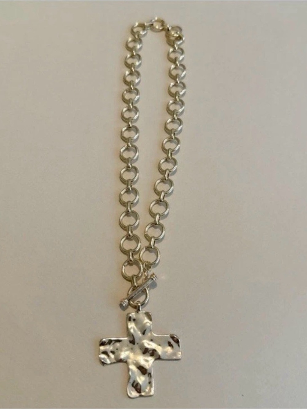 Free People Gold Hammered Cross Toggle Necklace - Picture 2 of 4